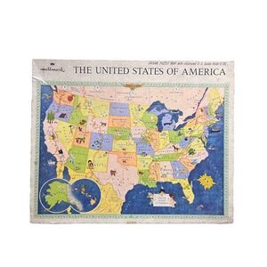 Vintage Hallmark United States of America Jigsaw Map Puzzle State Shaped Pieces